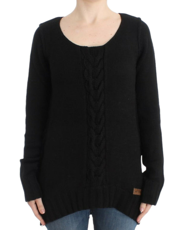 Black knitted wool sweater