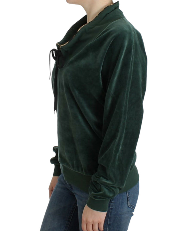Green velvet cotton sweater