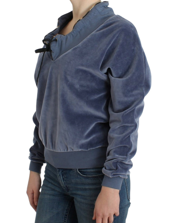 Blue velvet cotton sweater