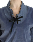 Blue velvet cotton sweater