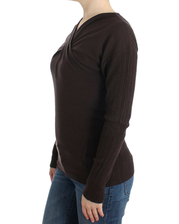 Brown knitted wool sweater