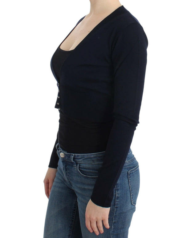 Black cropped wool cardigan