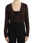 Elegant Brown Virgin Wool Cropped Cardigan