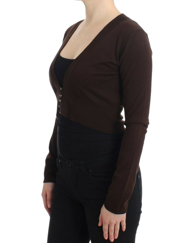 Brown cropped wool cardigan
