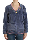 Blue velvet zipup sweater