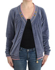 Blue velvet zipup sweater