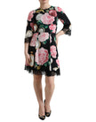 Black Floral Embellished Lace A-line Dress