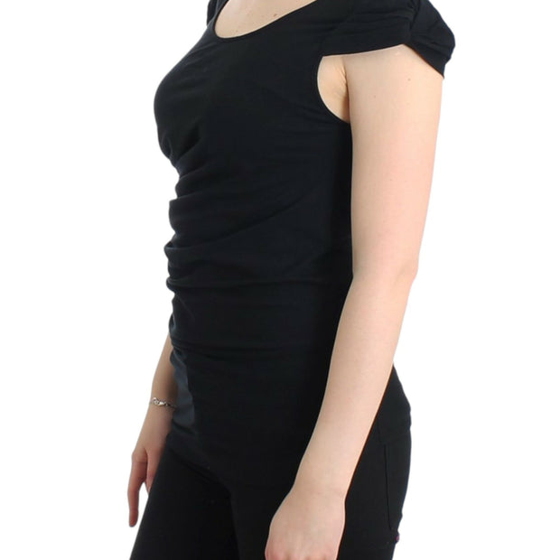 Elegant Cap Sleeve Black Top