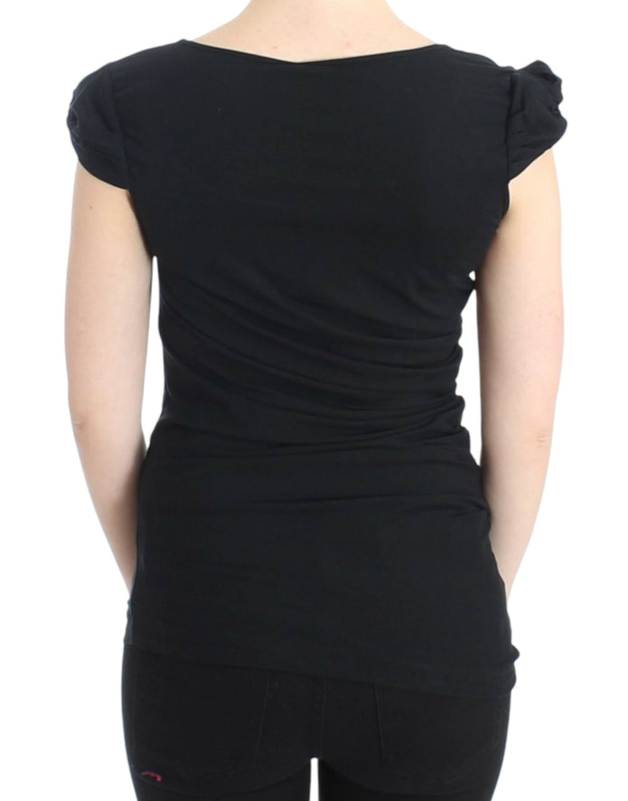 Elegant Cap Sleeve Black Top