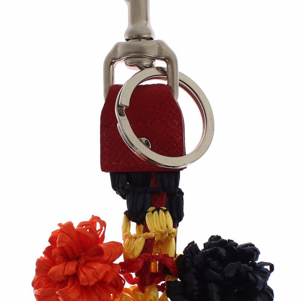 Multicolor Sicily Raffia Leather Keychain