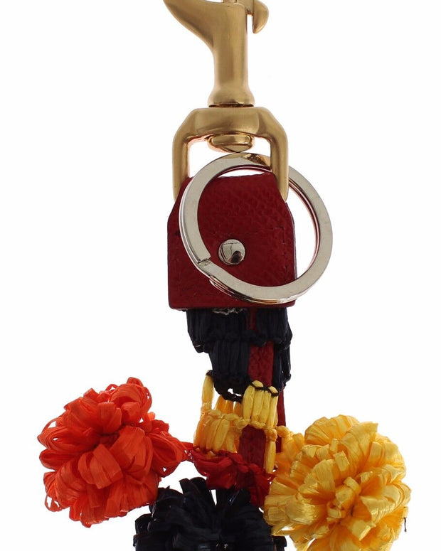 Gold Yellow Raffia Leather Clasp Finder Chain Keyring