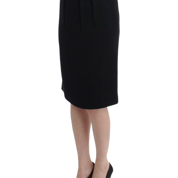 Elegant Black Wool Pencil Skirt