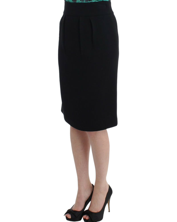 Black wool pencil skirt