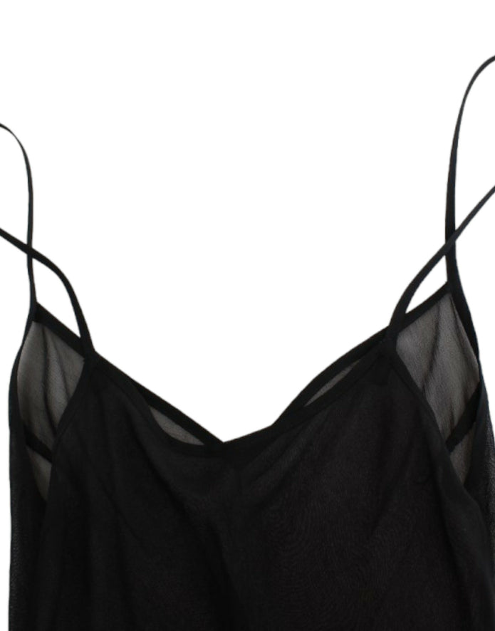 Black long sleeve silk dress