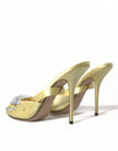 Yellow Satin Crystal Mary Janes Sandals