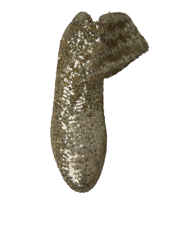 Gold Sequined Short Boots Stretch Shoes