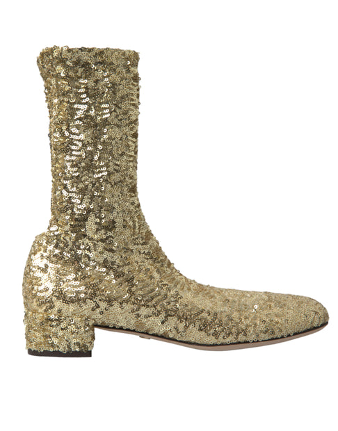 Elegant Mid Calf Gold Boots Exclusive Design