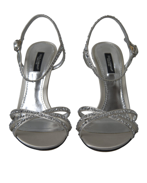 Silver Crystal Ankle Strap Sandals Shoes