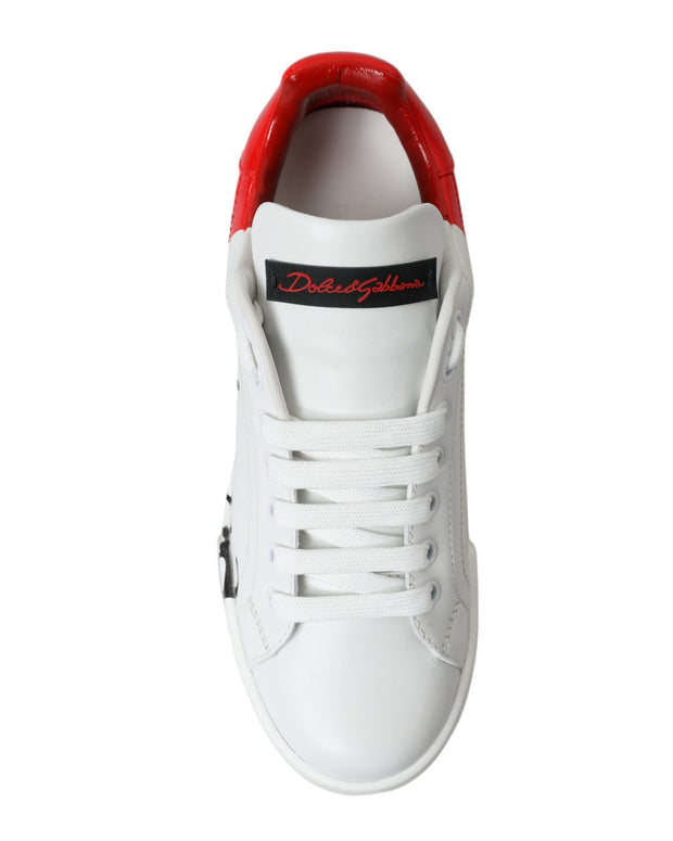 White Red Lace Up Womens Low Top Sneakers Shoes