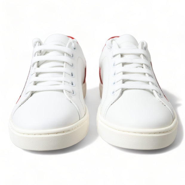 Chic White Leather Sneakers with Red Accents