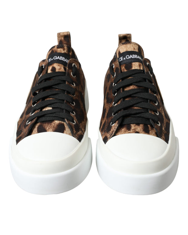 Brown Leopard Canvas Sneakers Shoes