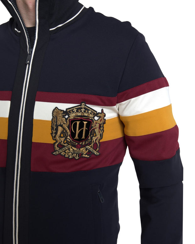 Blue Cardigan Heraldic Full Zip Sweater