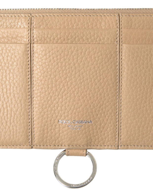 Beige Leather Shoulder Cardholder Shoulder Strap Wallet