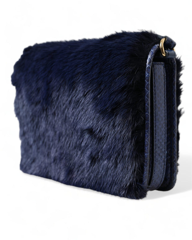 Dark Blue Fur Ayers Lily Twist Crossbody Shoulder Bag
