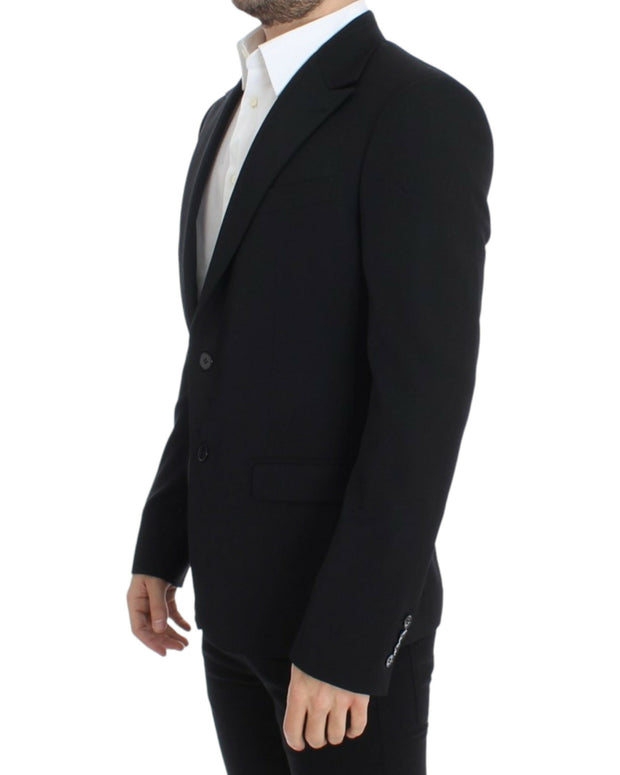 Black wool slim fit blazer