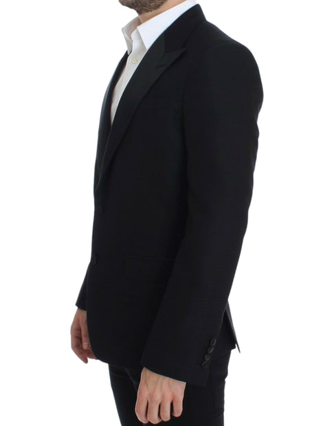 Elegant Black Silk Blend Sicilia Blazer