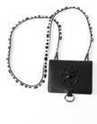 Black Leather Crystal Embellished Card Holder Wallet