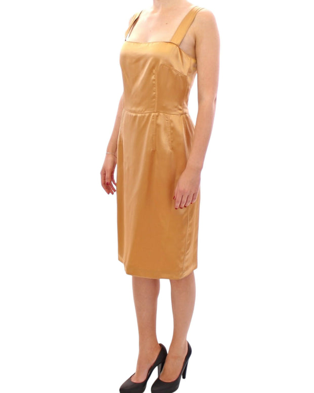 Bronze silk sheath dress