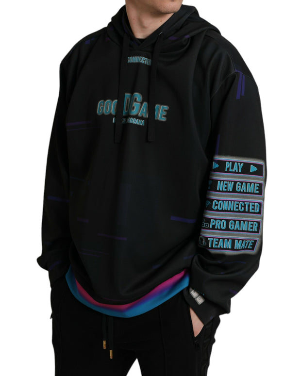 Black Logo Print Hooded Sweatshirt Sweater