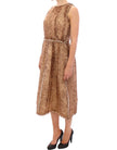 Brown sleeveless silk dress