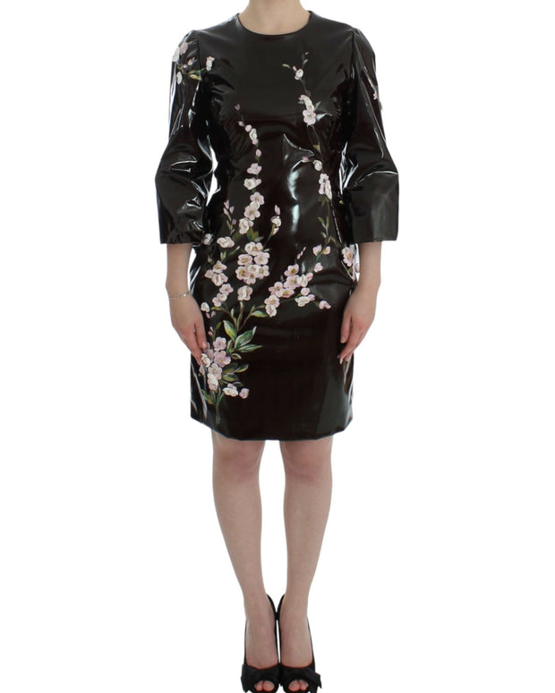 Black floral 3/4 Sleeve sheath dress