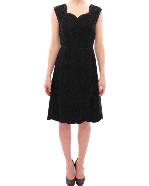 Black floral lace sicily runway dress