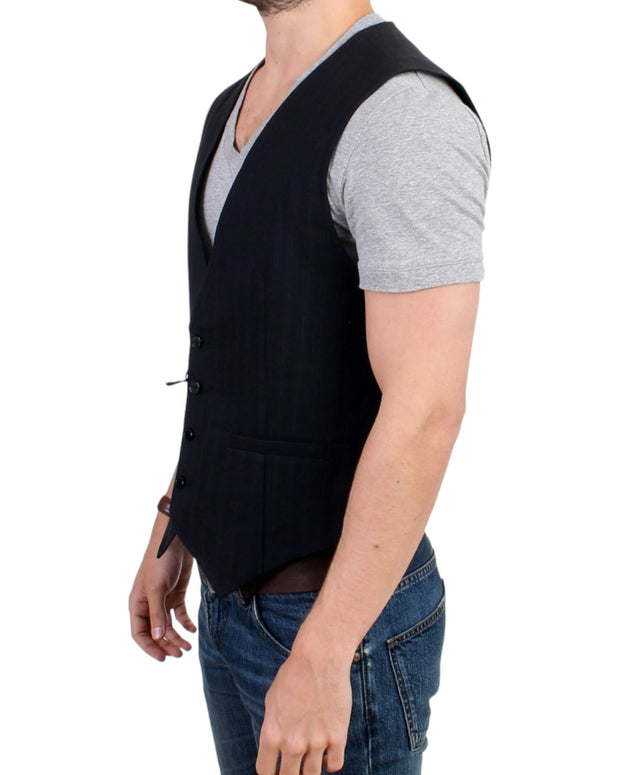 Elegant Striped Casual Vest - Cotton Blend