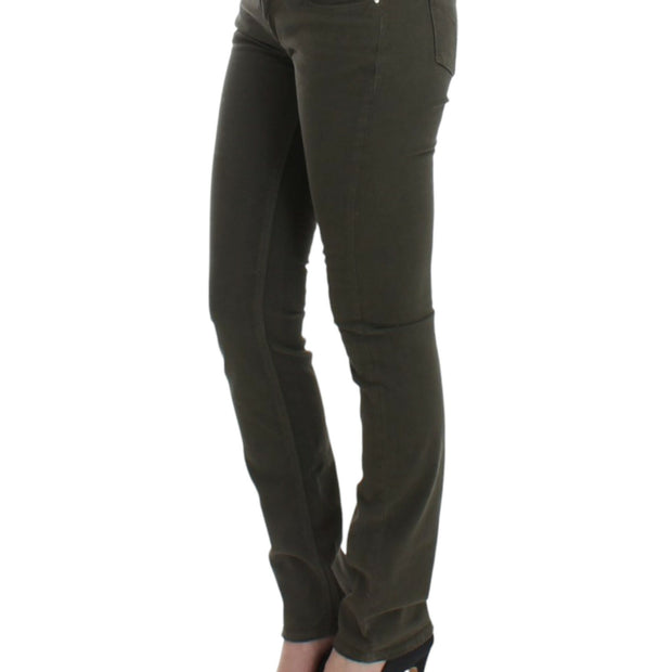 Chic Green Slim Leg Designer Jeans