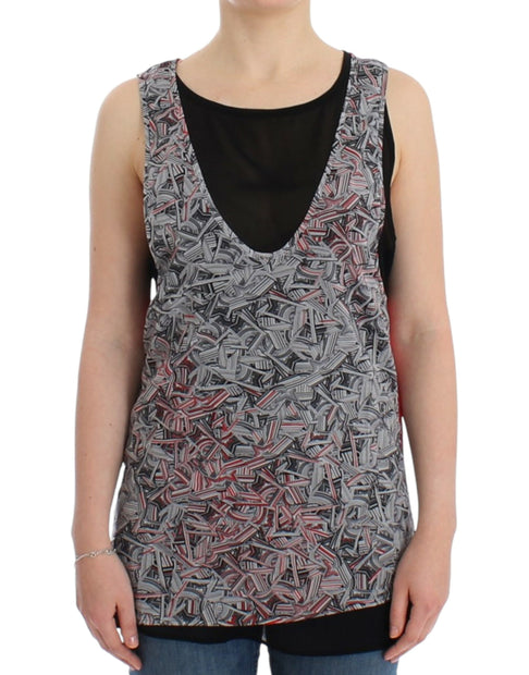 Elegant Sleeveless Black & Red Top