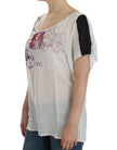 Chic White V-Neck Motive Print Tee