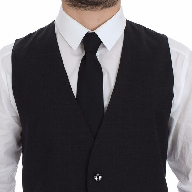 Sleek Gray Wool Dress Vest