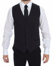Elegant Blue Cotton Stretch Dress Vest