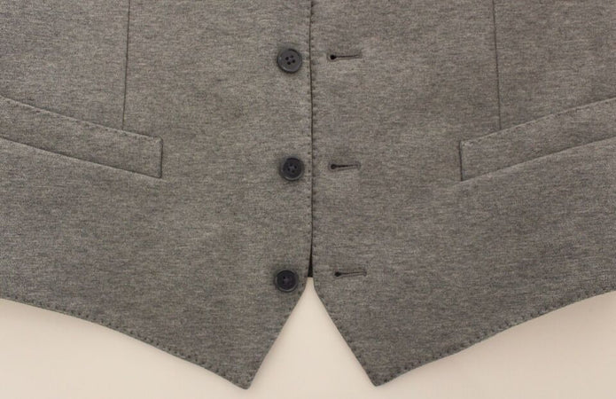 Gray Cotton Stretch Dress Vest Blazer