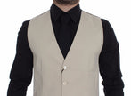 Elegant Beige Cotton Blend Dress Vest