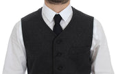 Elegant Gray Wool Blend Dress Vest