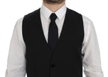 Elegant Black Wool Formal Dress Vest