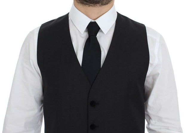 Elegant Gray Wool Dress Vest