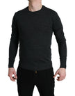 Gray Wool Round Neck Pullover Sweater