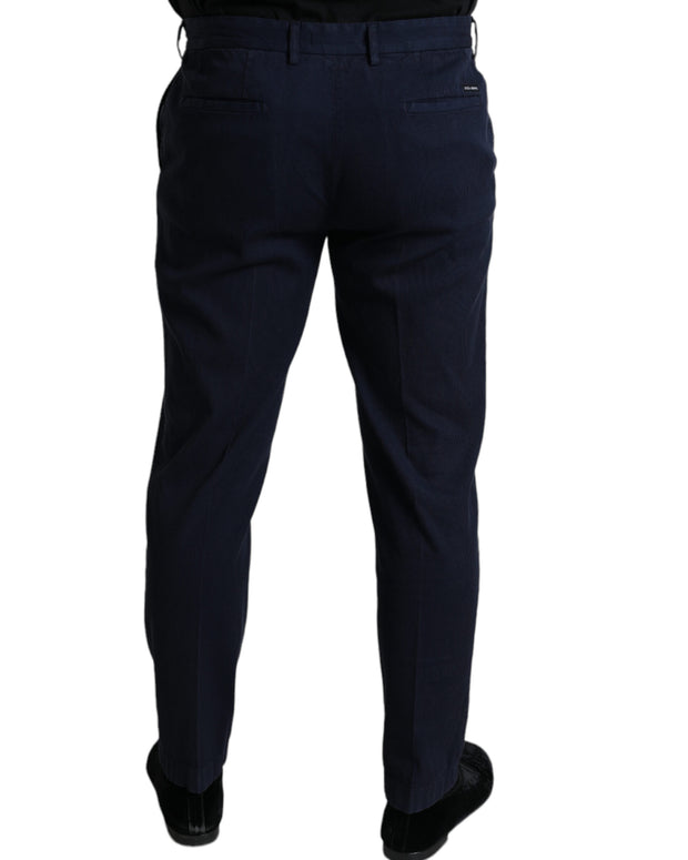 Dark Blue Cotton Stretch Slim Fit Dress Pants
