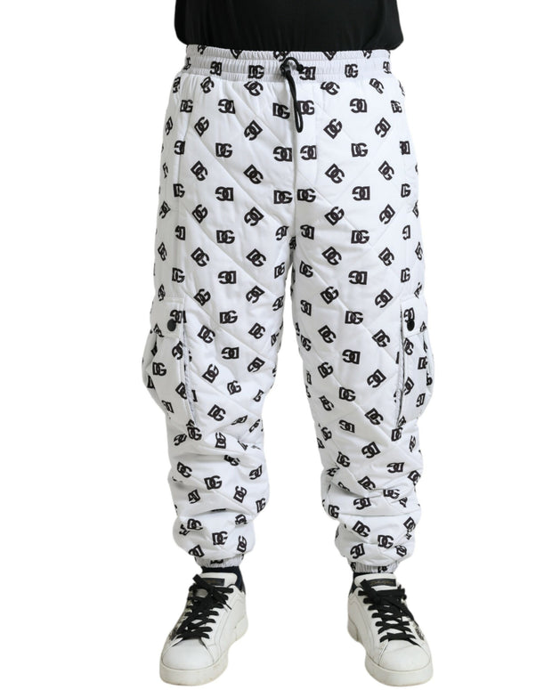 White Logo DG Print Men Jogger Sweatpants Pants